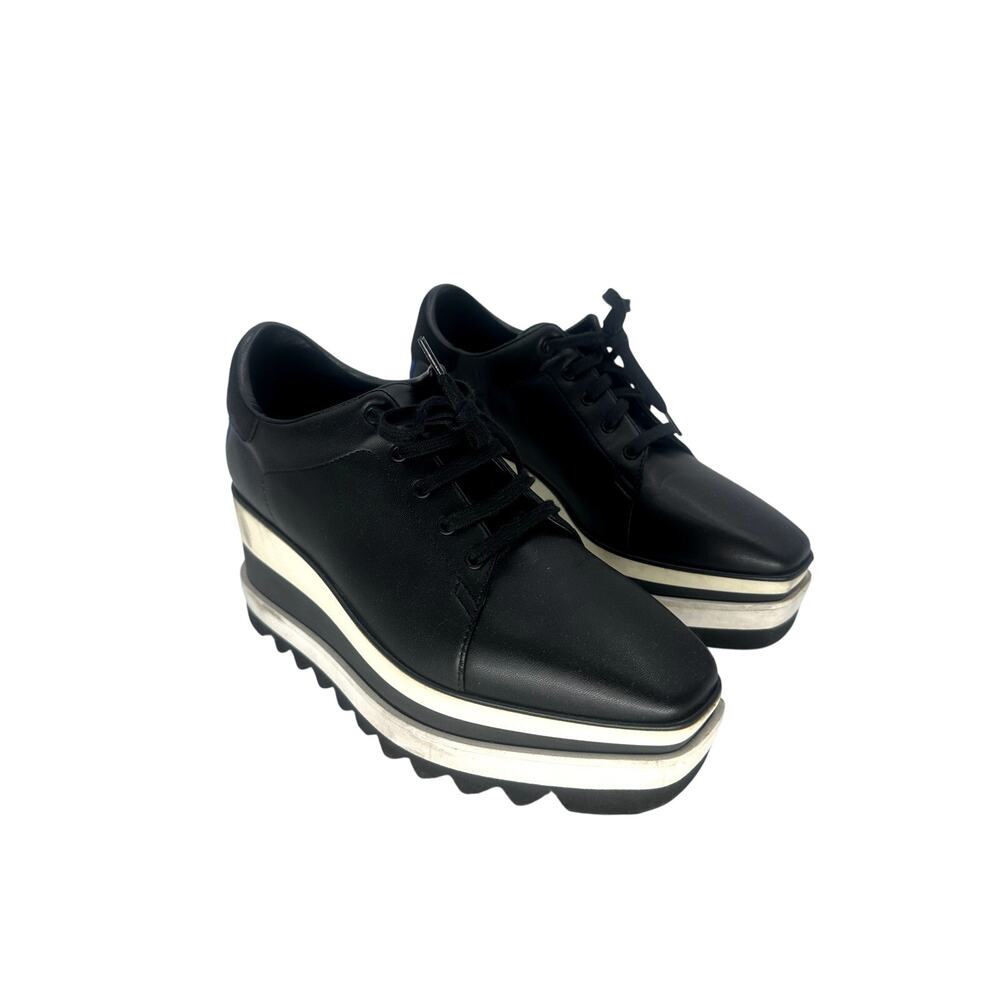 Stella McCartney Vegan Leather Perforated Sneak-Elyse Wedge Sneakers Women's 38 - Picture 3 of 9